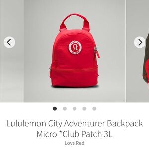 lululemon athletica Red Mini Backpack